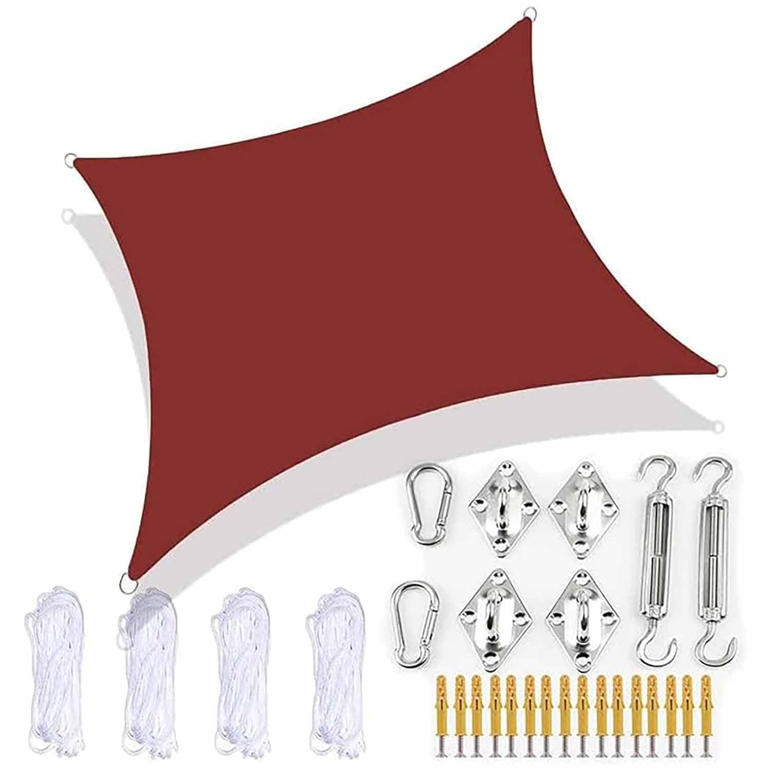 Ffsaacol Outdoor Shade Sail, Sun Shade Sails For Patio UV Blockage, Shade Sail Rectangle Waterproof with Fixing Kit, for Outdoor Patio Garden Pergola, Easy to Install F, 13x13ft/4x4m