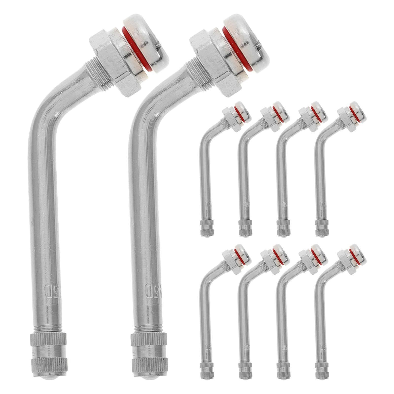 Kit 10 Pezzi Estensori Valvole Pneumatici in Metallo per Camion, Estensione Stelo Valvola Tubeless Sigillatura Antiperdita, Resistente per Manutenzione Pneumatici Pesanti