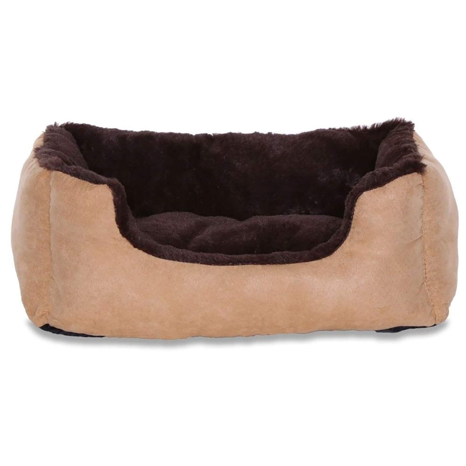 Sponsored Ad – Dog bed with reversible pillow and non-slip underside, robust pet cushion with low entry for dogs and cats of all ages, 50x37 cm, cuddly dog bed, beige/brown