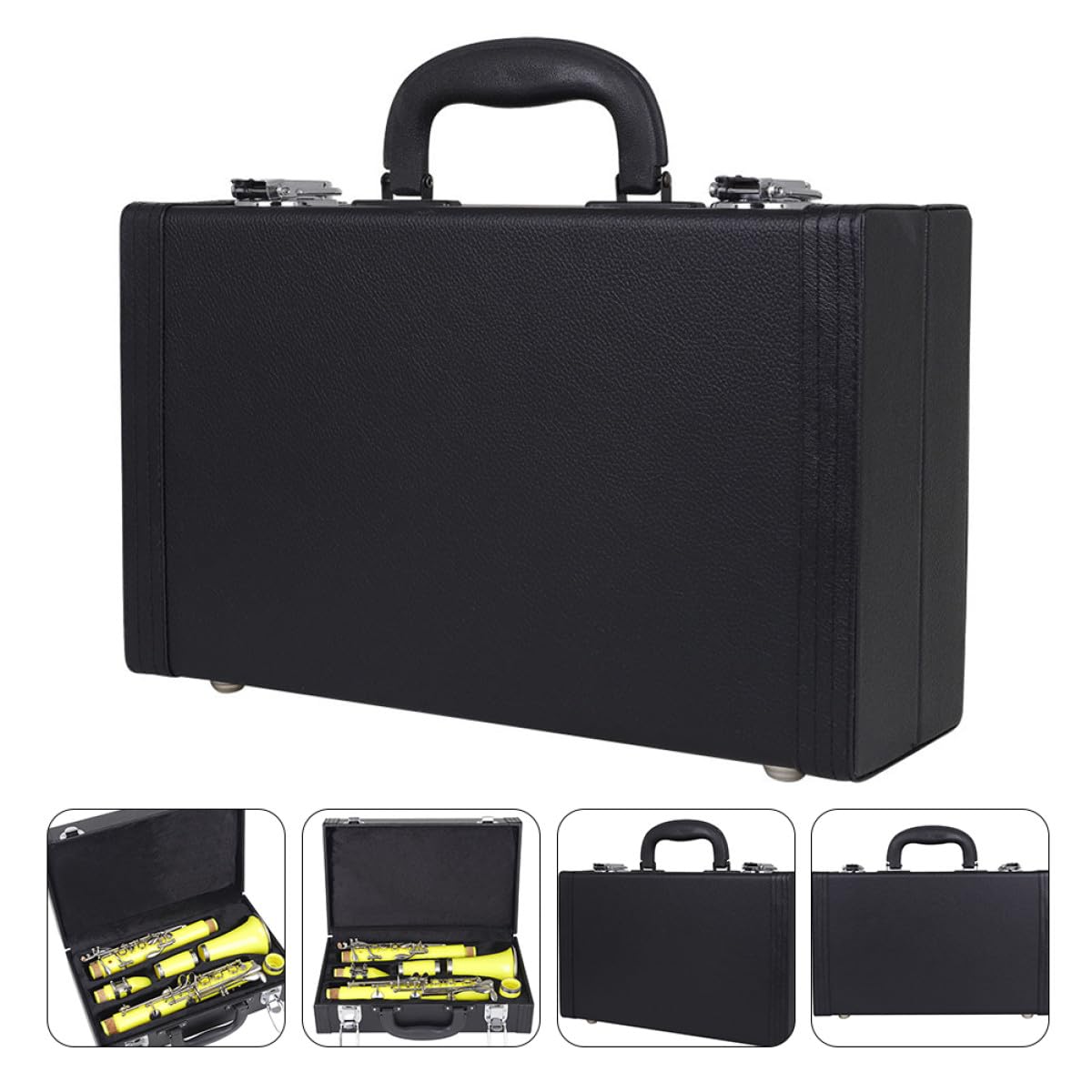 Estuche Acolchado Diseño Simple y Elegante de Cuero Negro para Cierre Fuerte y Resistencia a Golpes para Transporte Seguro