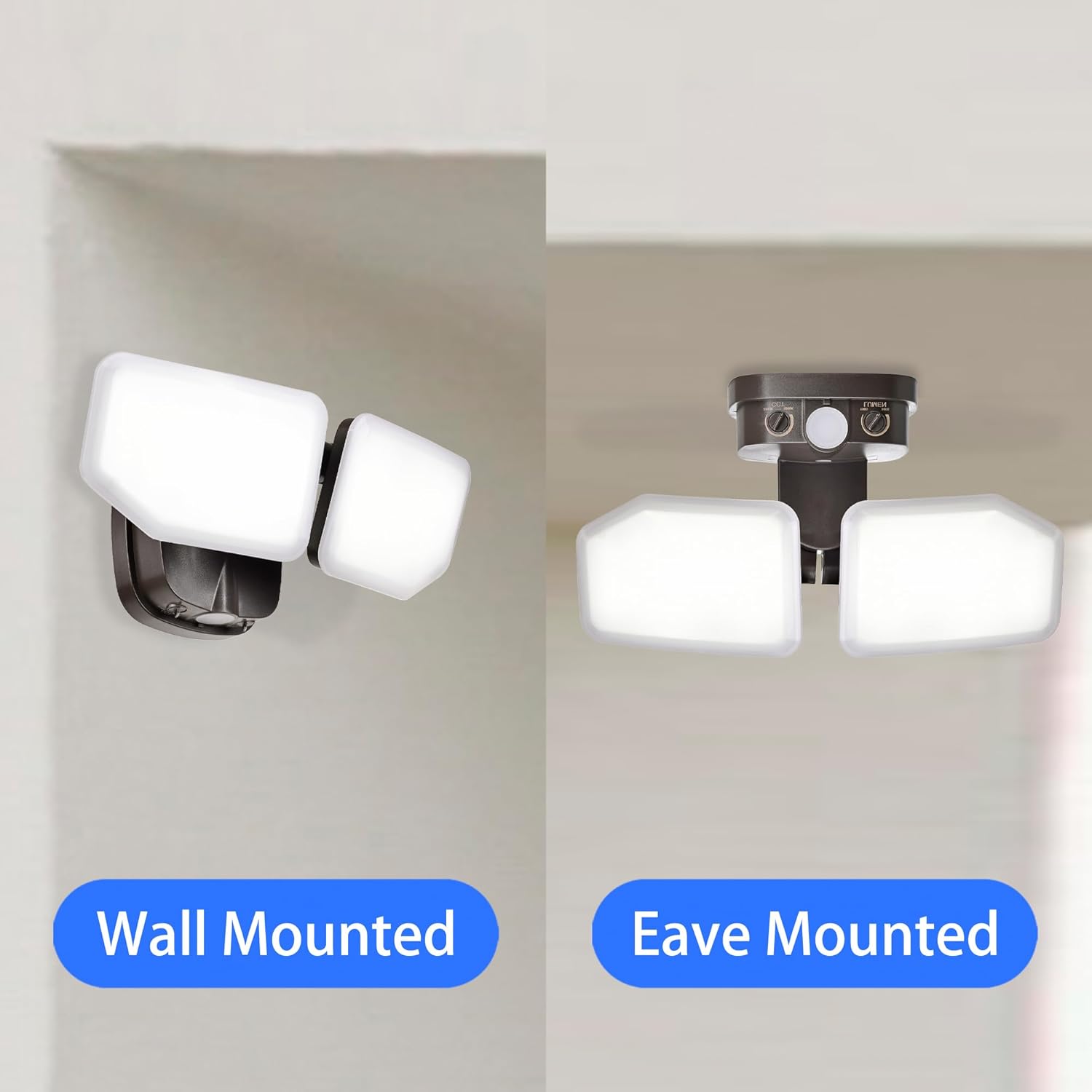 38W Flood Lights Outdoor, Integrated LED Security Light Fixture with 2 Adjustable Heads, Adjustable Brightness and Color, Dusk to Dawn Exterior LED Outdoor Light for Garage Yard Porch (Bronze)