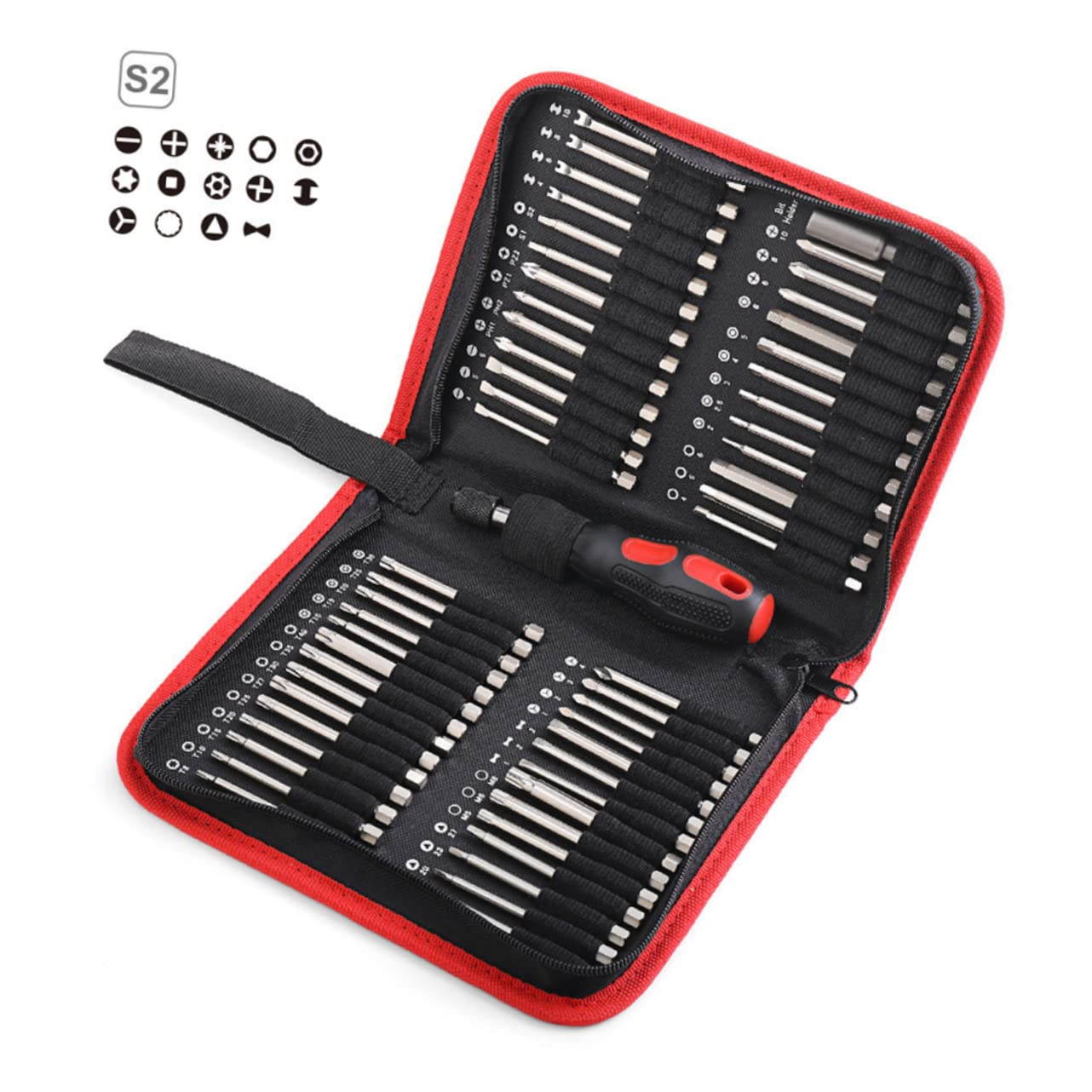 NUOBESTY Juego de 55 Brocas Profesionales de Punta Hexagonal y Estrella, Metal Resistente y Buena Dureza, Adecuado para Industria Electrónica y Herramientas Eléctricas