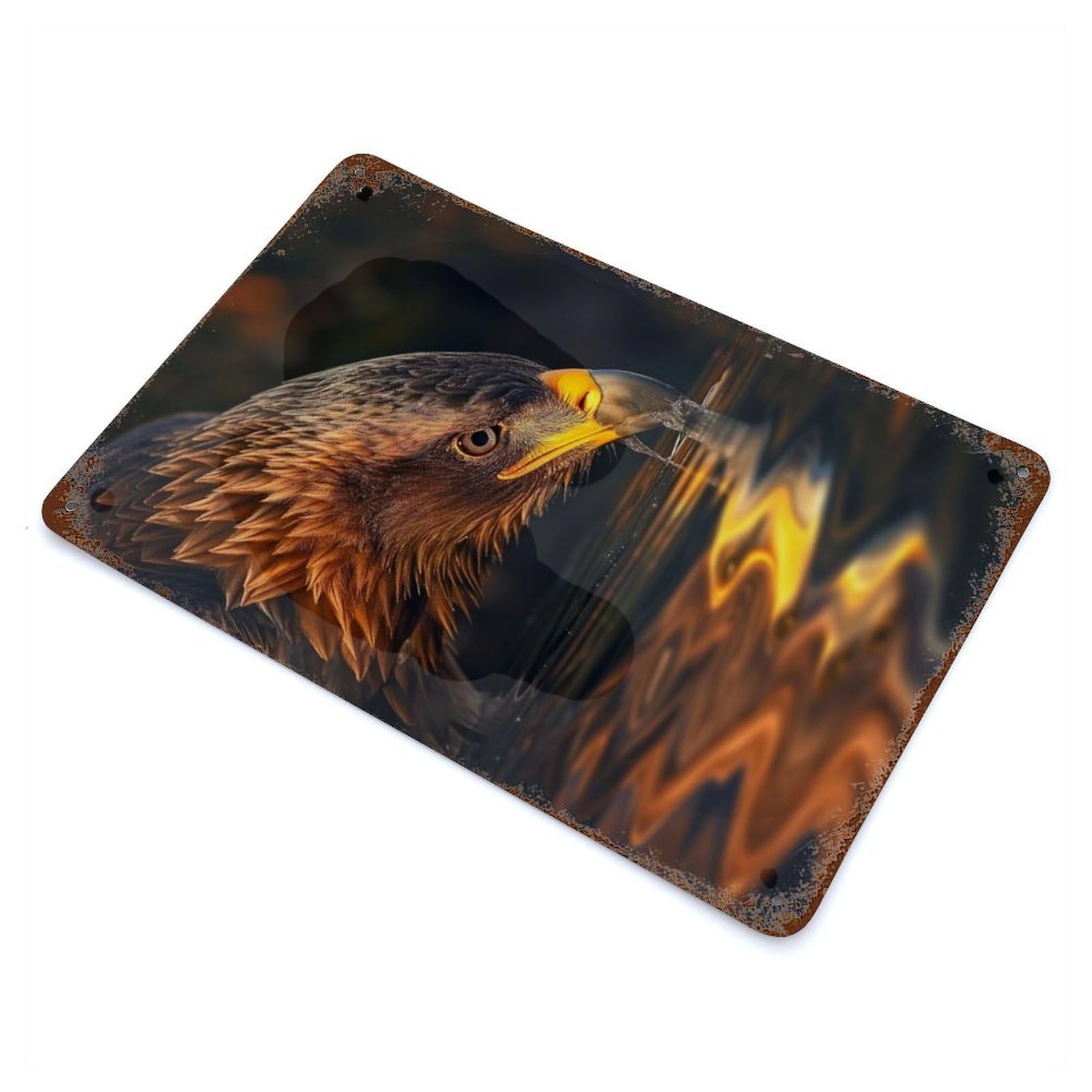 Magical Eagle In The Dark Vintage Rust Metal Sign 11.8"x7.9", for Basement, Hobby Room And Garage Decor, Farmhouse Wall Decor