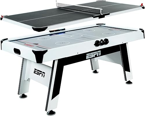 Juego de mesa de juego de hockey de aire con parte superior de tenis de mesa ESPN de 72 pulgadas Power Play 2 en 1 para niños y adultos, estilo