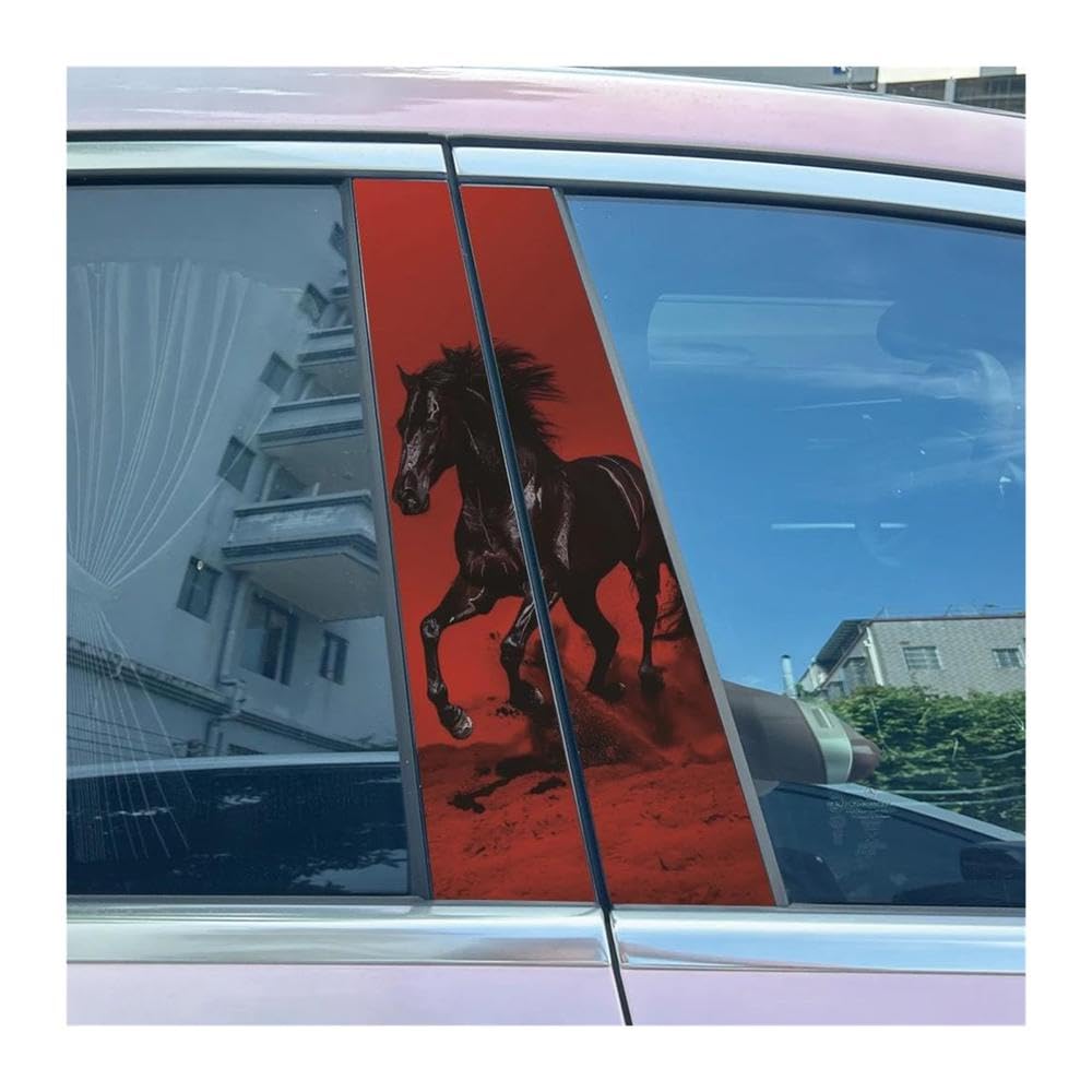Body Parts 2pcs Car Center Pillar Sticker Running Cool Horses Auto B-Pillar Waterproof Protective Film(I)