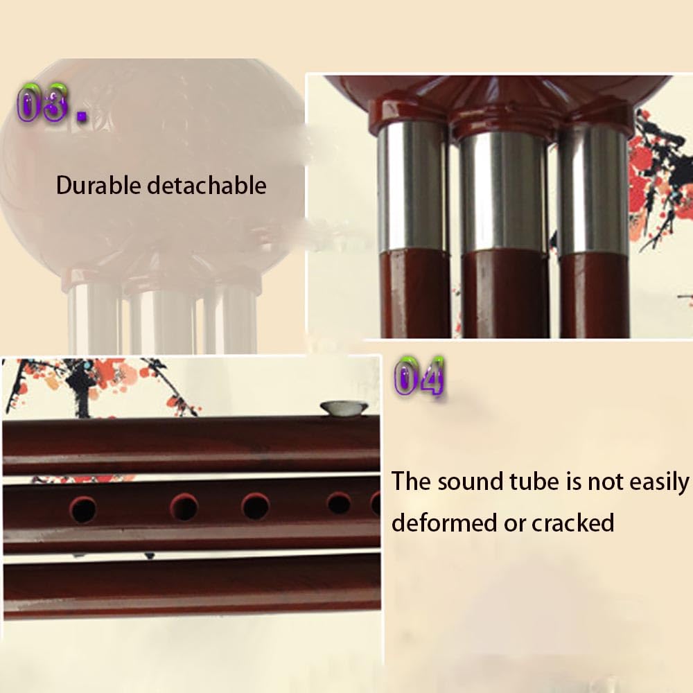 Hulusi - Flauta de calabaza y cucurbita, flauta Hulusi en clave Bb/C, instrumento de viento de madera para principiantes con caja de instrumentos de nudo chino