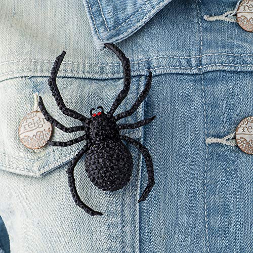 LUX ACCESSORIES Huge Black Rhinestones Red Eyes Tarantula Spider Fashion Pin3