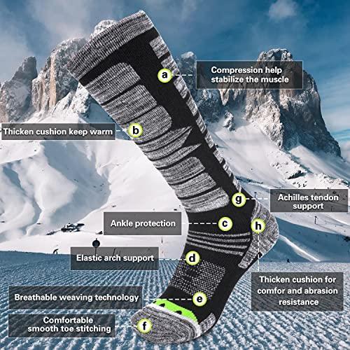 2 Pairs Ski Socks Womens Mens , Cold Weather Socks For Skiing, Snowboarding, Winter Warm Knee High Socks #TOP1