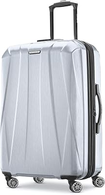Samsonite Centric 2 Hardside Expandable Luggage with Spinners, Silver, Checked-Medium 24-Inch