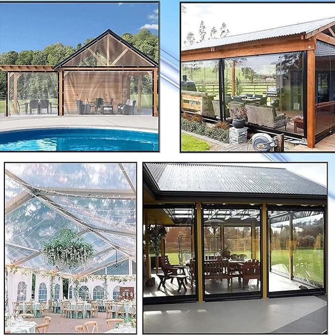 Lona impermeable transparente de 2.5x1m para paneles laterales de pérgola y cenadores 7