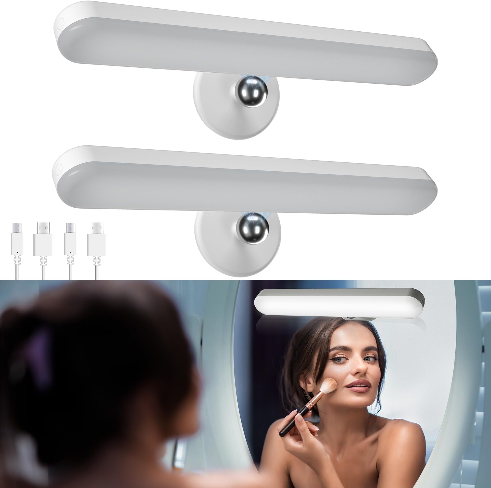 Upgraded Cordless LED Vanity Mirror Lights, Rechargeable Stick on ...