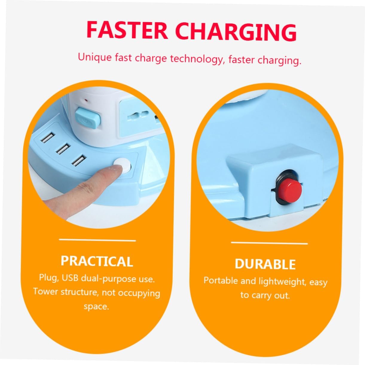 ARTIBETTER Vertical Type USB Charger Power Strip Flat Wall Plug Home Power Outlet