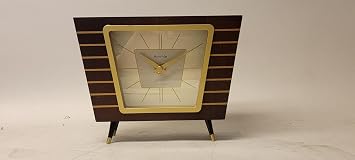 Hermle Finn Mid Century Retro Style Wooden Table Clock, Brown
