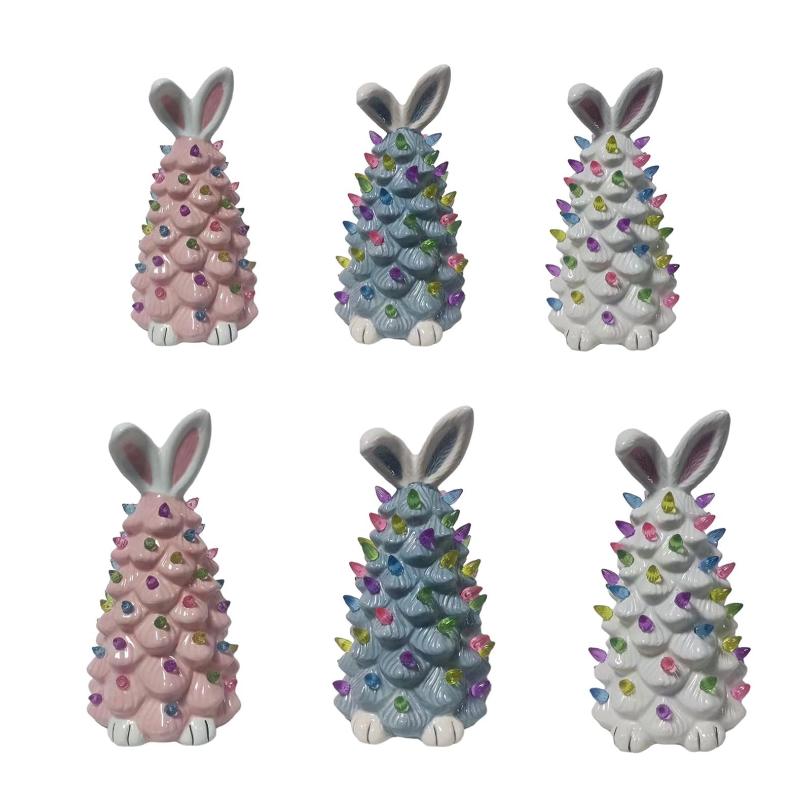 Ornamenti a forma di coniglietto pasquale, statuette per la decorazione festiva della casa e regali, in ceramica bianca, ornamenti in resina