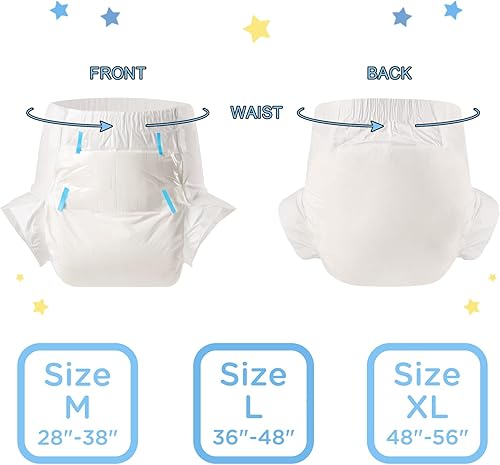 Miniatura 2 de Littleforbig Adult Diaper 10 Pieces - ABDry White Diapers (X-Large 48"-56")