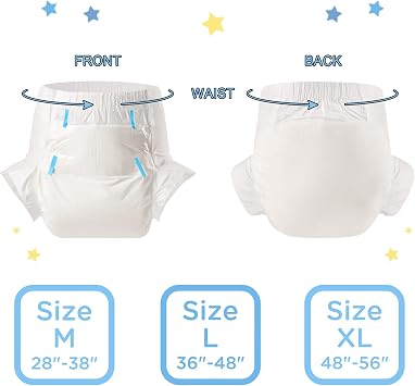LittleForBig 5500-5800 ml Adult Nappies Pack of 10 - ABDry White Nappies (M)