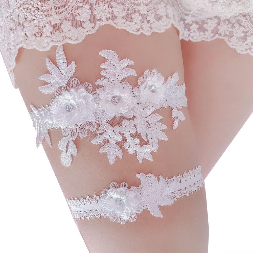 Garters for Brides Wedding Garter Elasticated Soft Lace Pearl Garter Bridal Wedding Accessories Bride to be Gifts