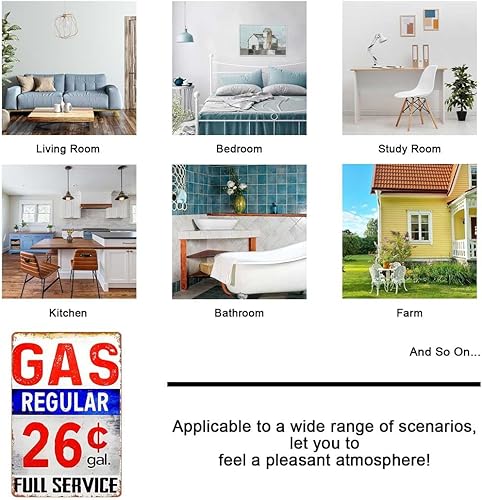 Miniatura 2 de Letreros de metal nostálgicos retro para gasolinera, decoración de pared del hogar, adecuado para dormitorio, sala de estar, bar, restaurantes,