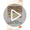 Image of eCraftIndia Set of 4 Red, Golden & White Beads, Pearl, Diamond Designer Rakhis, Best Bro Ever Fridge Magnet with Roli Chawal Pack - Rakhi for Brother, Bhaiya, Bhai