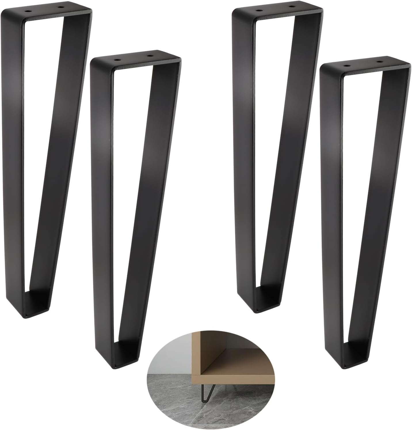 Osring 8 Inch Trapezoid Furniture Legs 4pcs, Solid Steel Furniture Hairpin Leg for Side Table, TV Stand and Cabinet, Gold