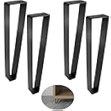 Osring 14 Inch Trapezoid Furniture Legs 4pcs, Solid Steel Furniture Hairpin Leg for Side Table, TV Stand and Cabinet, Black