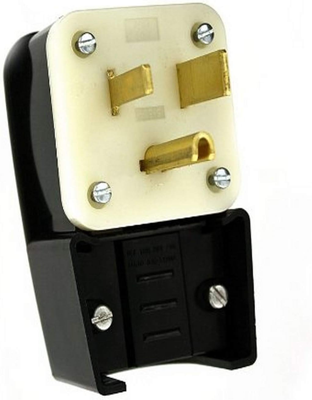Leviton 9550-P 50-Amp, 125 Volt, Straight Blade, Plug, Industrial Grade, Grounding, Angle, Black