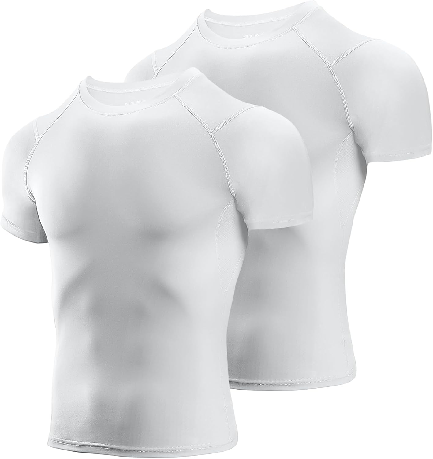 Niksa Men's Compression Shirts 2 Pack, Short Sleeve Athletic Compression Tops Cool Dry Workout T Shirt
