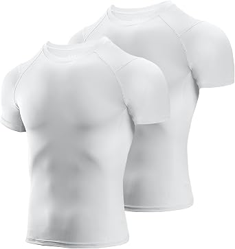 Niksa Mens Compression Shirts 2 Pack, Short Sleeve Athletic Compression Tops Cool Dry Workout T Shirt