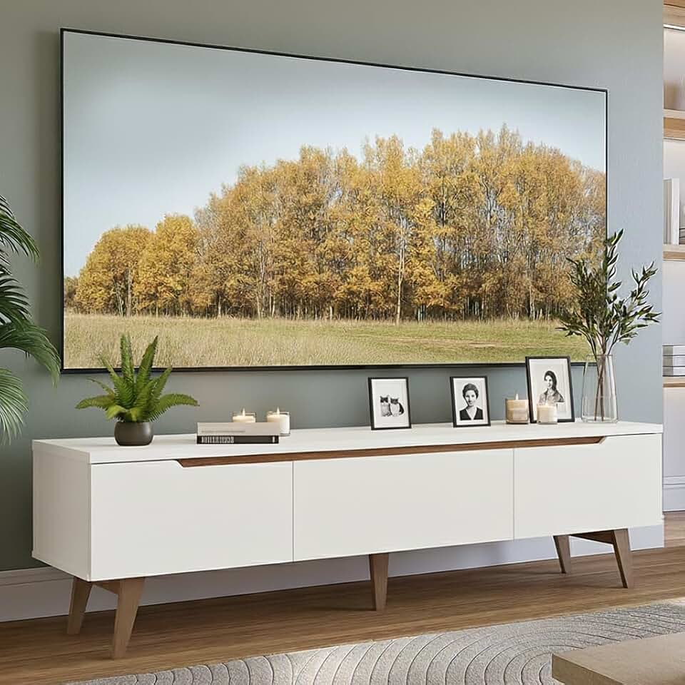 Rack para Tv até 75 Polegadas Madesa Brest 2 Portas 1 Gaveta Branco