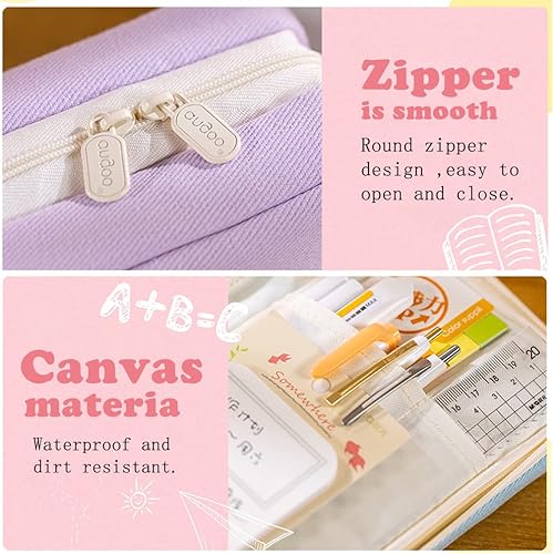 Miniatura 4 de iSuperb Estuche grande para lápices de gran capacidad, bolsa de pasaporte, bolsa de almacenamiento con cremallera, bolsa de maquillaje para