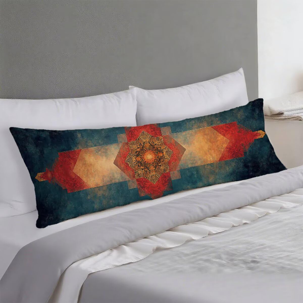 Seitenschläferkissen Bezug Abstrakt Kissenbezug 60 x 180 Schwangerschaftskissen Blau, Leinen Atmungsaktiv und Weich Body Pillow, für Deko Wohnzimmer Sofa Kopfkissenbezug, Geschenke für Fraue T-3993