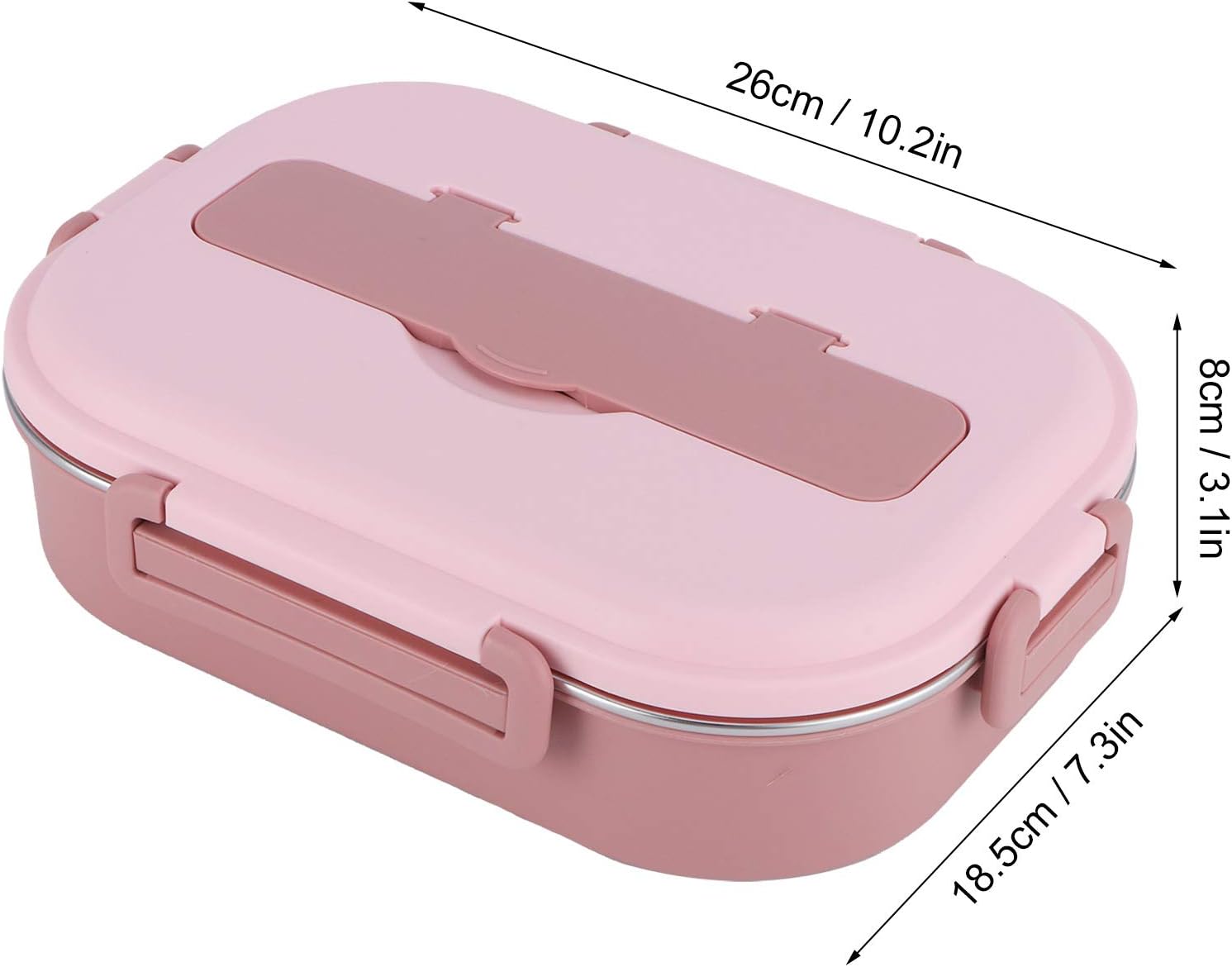 Stainless Steel Lunch Box, Stackable Multi Layer Hot Food Insulated Box, 4‑Grid Portable Bento Box, Spill Proof Insulated Lunch Containers with (Four-Compartment Lunch Box with