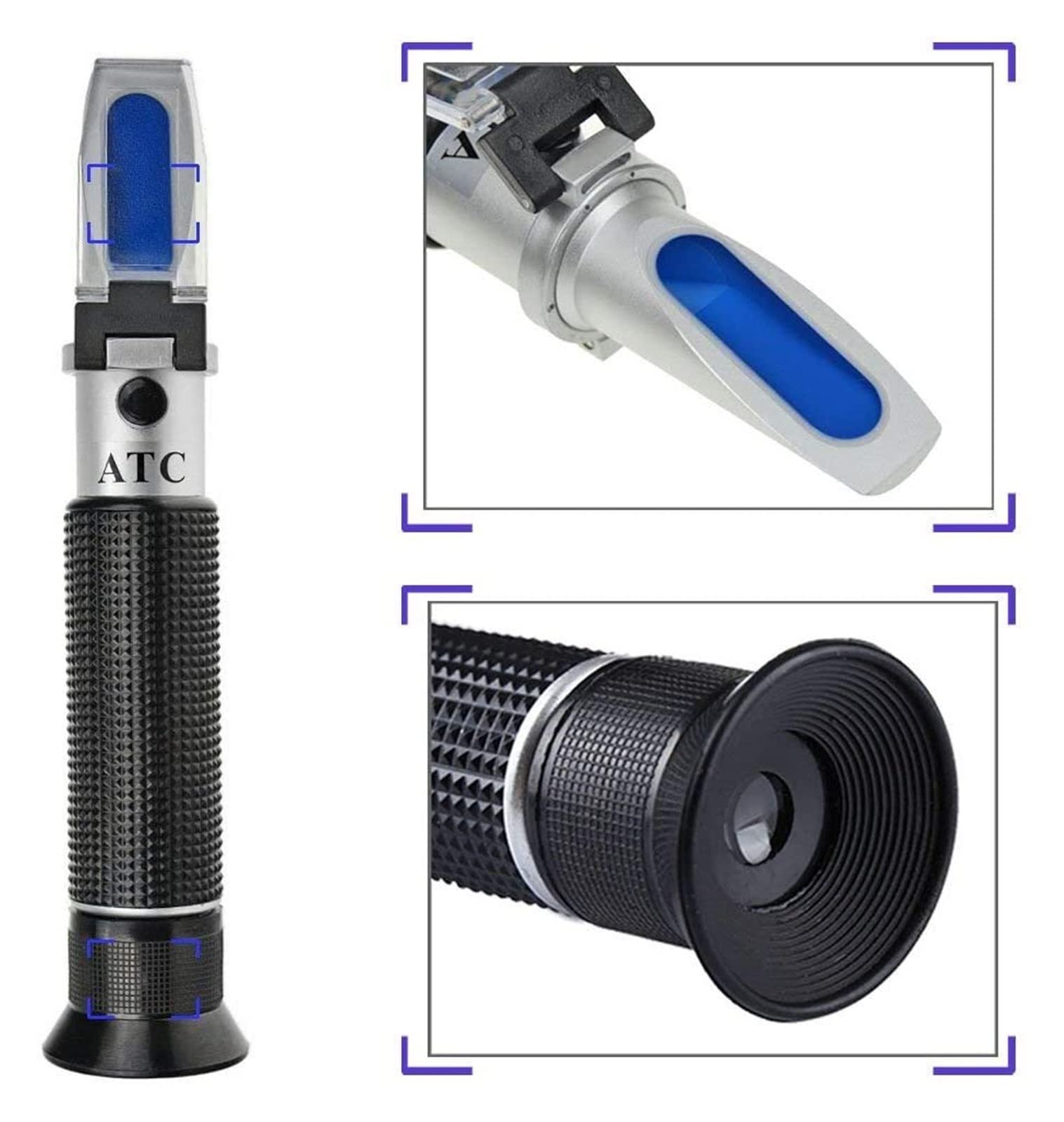 Réfractomètre de salinité for testeur de sel d'aquarium avec ATC Et Double échelle 0-100 et 1000-1.070 Test spécifique de gravité en Eau salée,Efficace et Durable