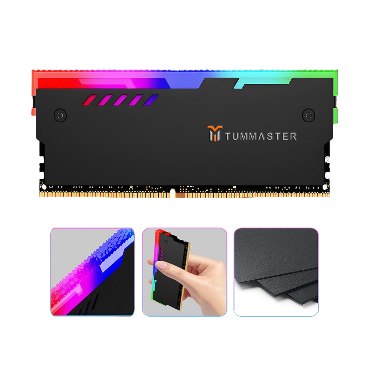 RAM - Disipador de calor de 5 V y 3 pines DDR para juegos de PC DIY MOD DDR3 DDR4 (compatible con ASUS Aura Sync, GIGABYTE RGB Fusion y MSI Mystic Light Sync, paquete de 2 unidades, GY-06