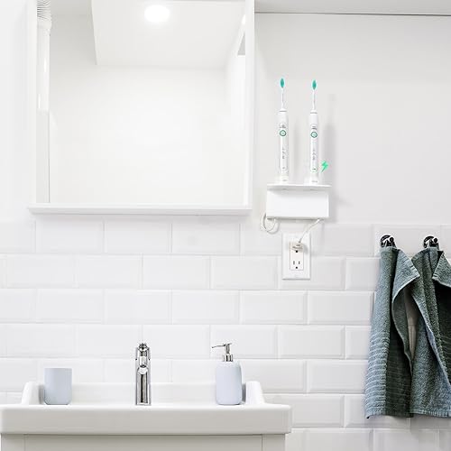 Miniatura 8 de OAPRIRE Soporte para cepillo de dientes eléctrico para baño, soporte acrílico para cepillos de dientes eléctrico montado en la pared, viene con