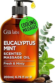 Eucalyptus Mint Massage Oil - 200 ml - Eucalyptus Mint Massage Oil for Sore Muscles and Relaxing Massages, Invigorating Scent - Non-Greasy Formula, Non-GMO and Cruelty-Free