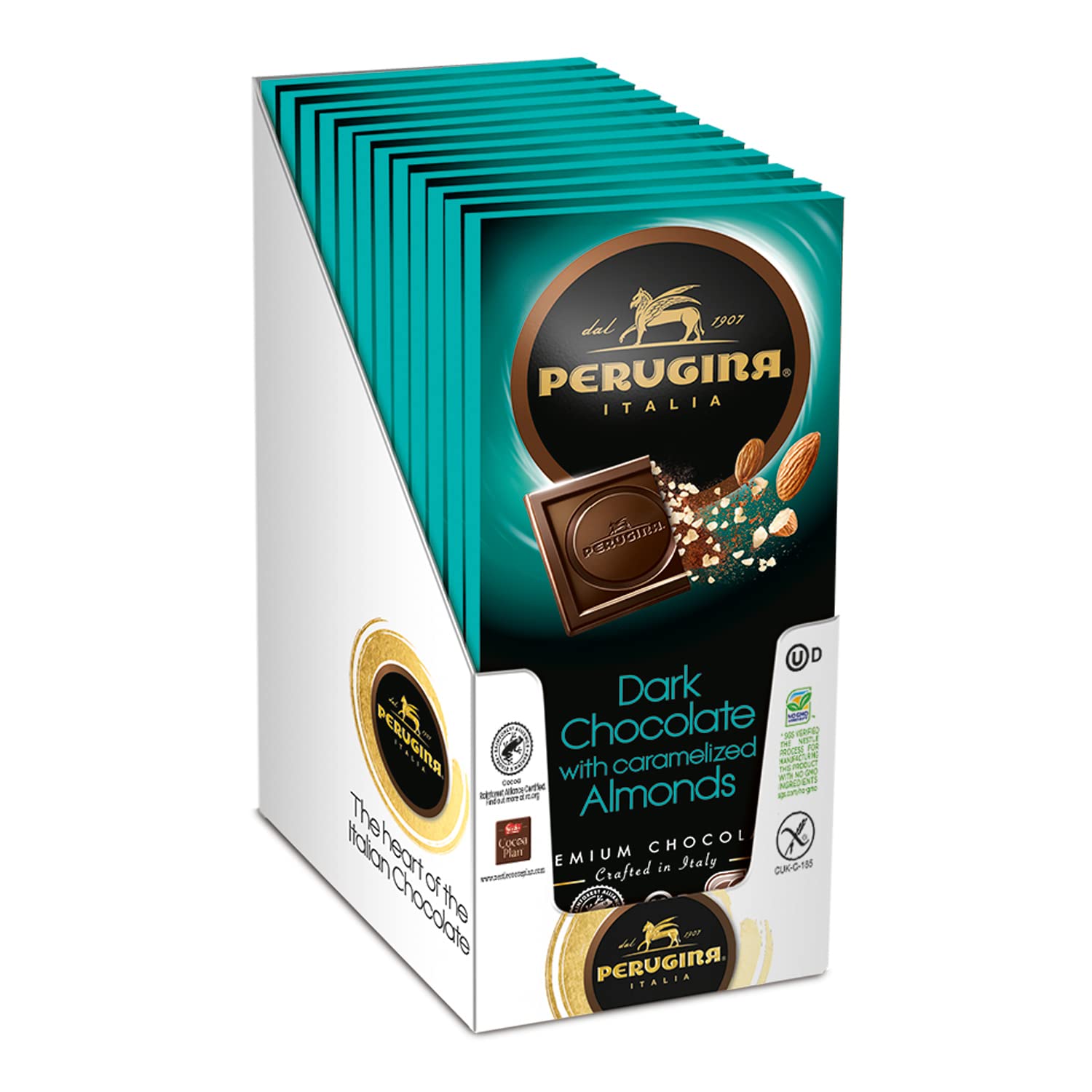 Perugina Dark Chocolate With Almonds bar, 3 Ounce (Pack of 12)