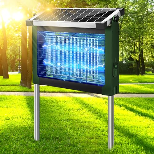 Image of Solar Bug Zapper Outdoor, Mosquito Zapper 4500V Cordless Waterproof