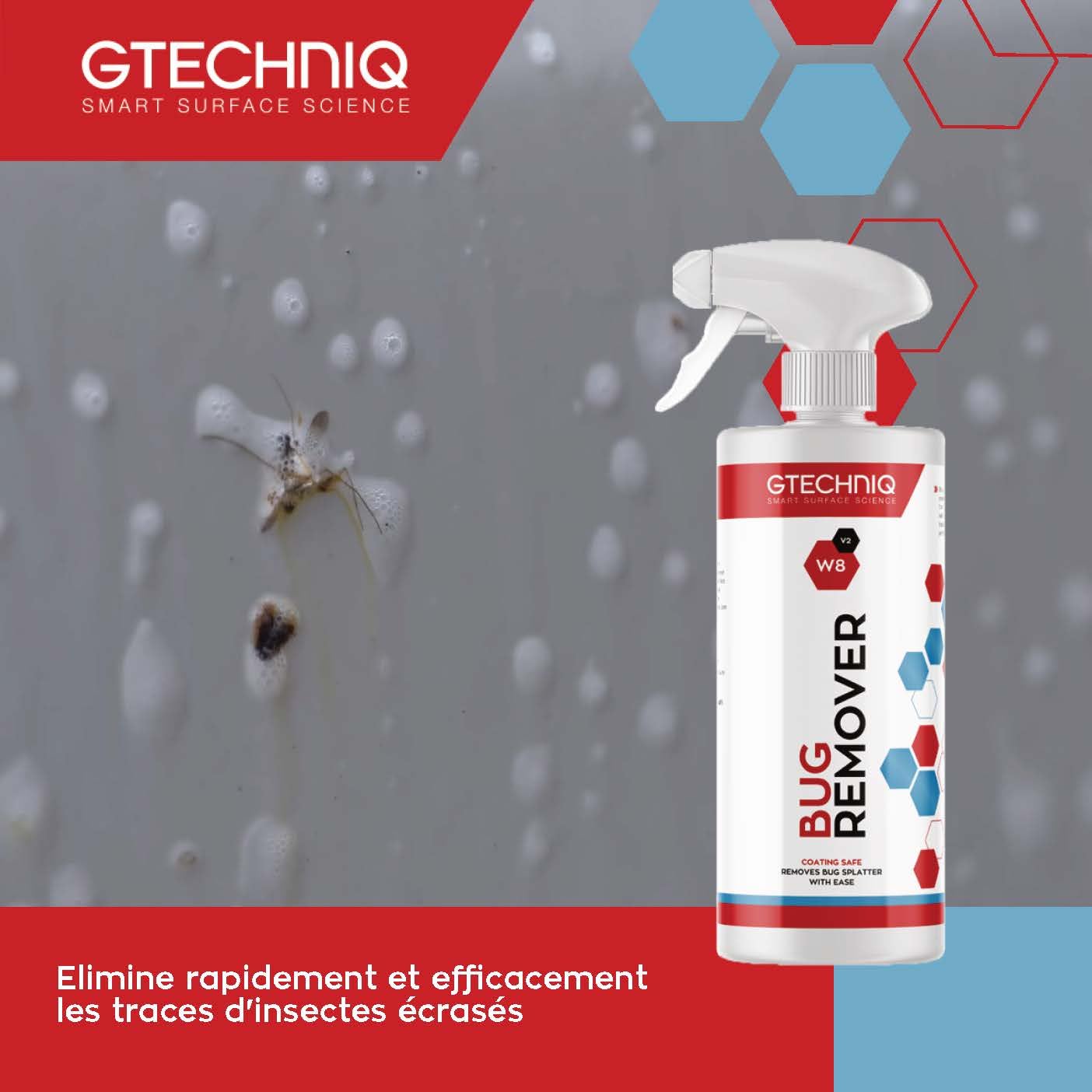 Gtechniq W8 Bug Remover démoustiquant auto. Nettoyant Non-Caustique contre les traces d’insectes, 100% Biodegradable. Facile à utiliser - 250ml