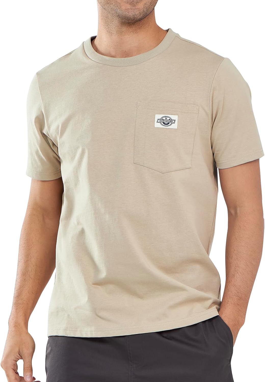 NORTHYARD Men's Cotton Shirts Heavyweight Short Sleeve Casual T-Shirts with Chest Pocket Work Wear