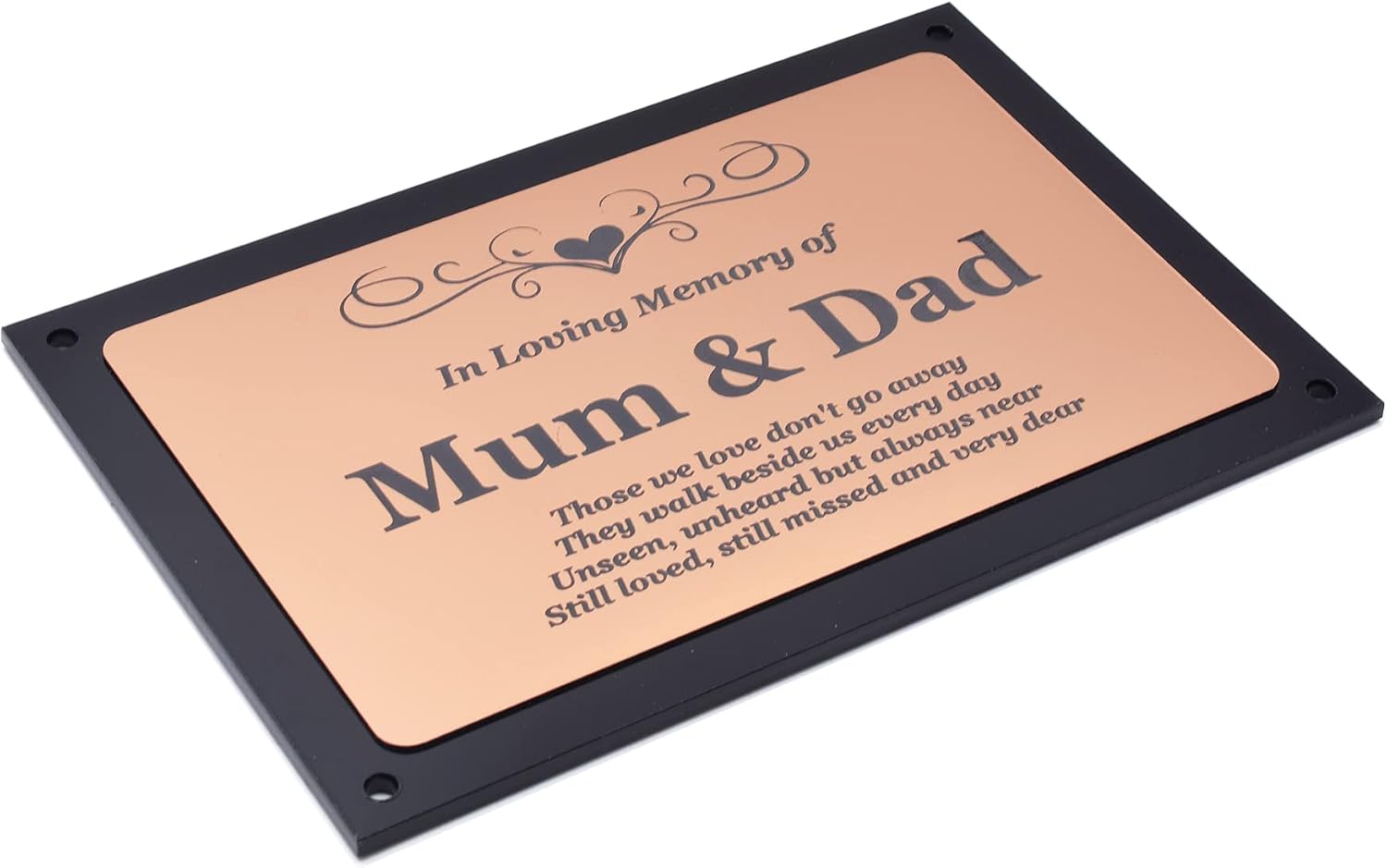 OriginDesigned Beautifully Engraved Mum & Dad Memorial Plaque - Indoor and Outdoor Use (Copper), 17cm wide x 11.3 cm high - Image 3