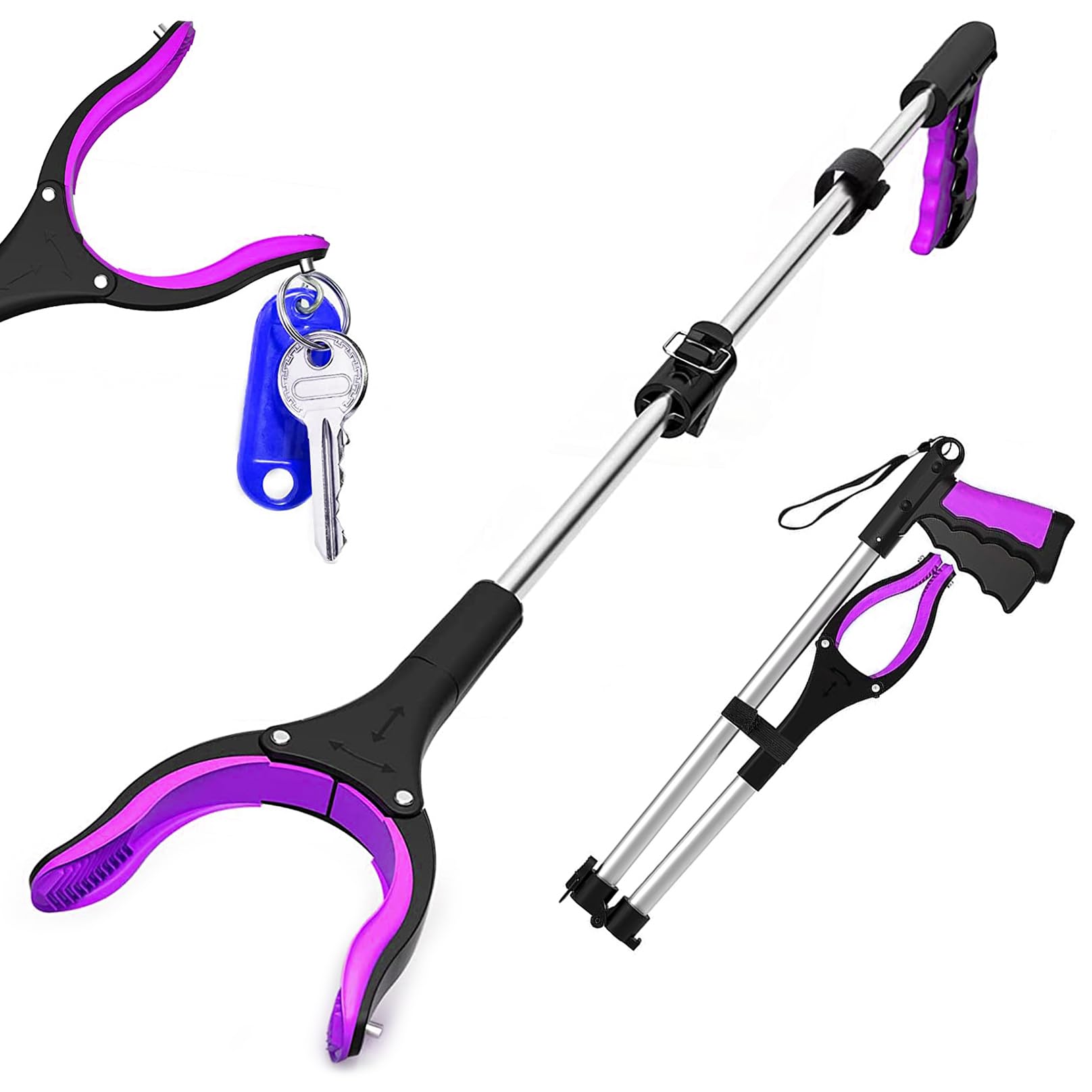 KY-Tech 26" Litter Pickers Grabber Stick for Chirdren, Helping Hand Grabber for Disabled, Elderly, Pick Up Stick for Trash Cleaning (Upgrade 26" Purple) — image 1
