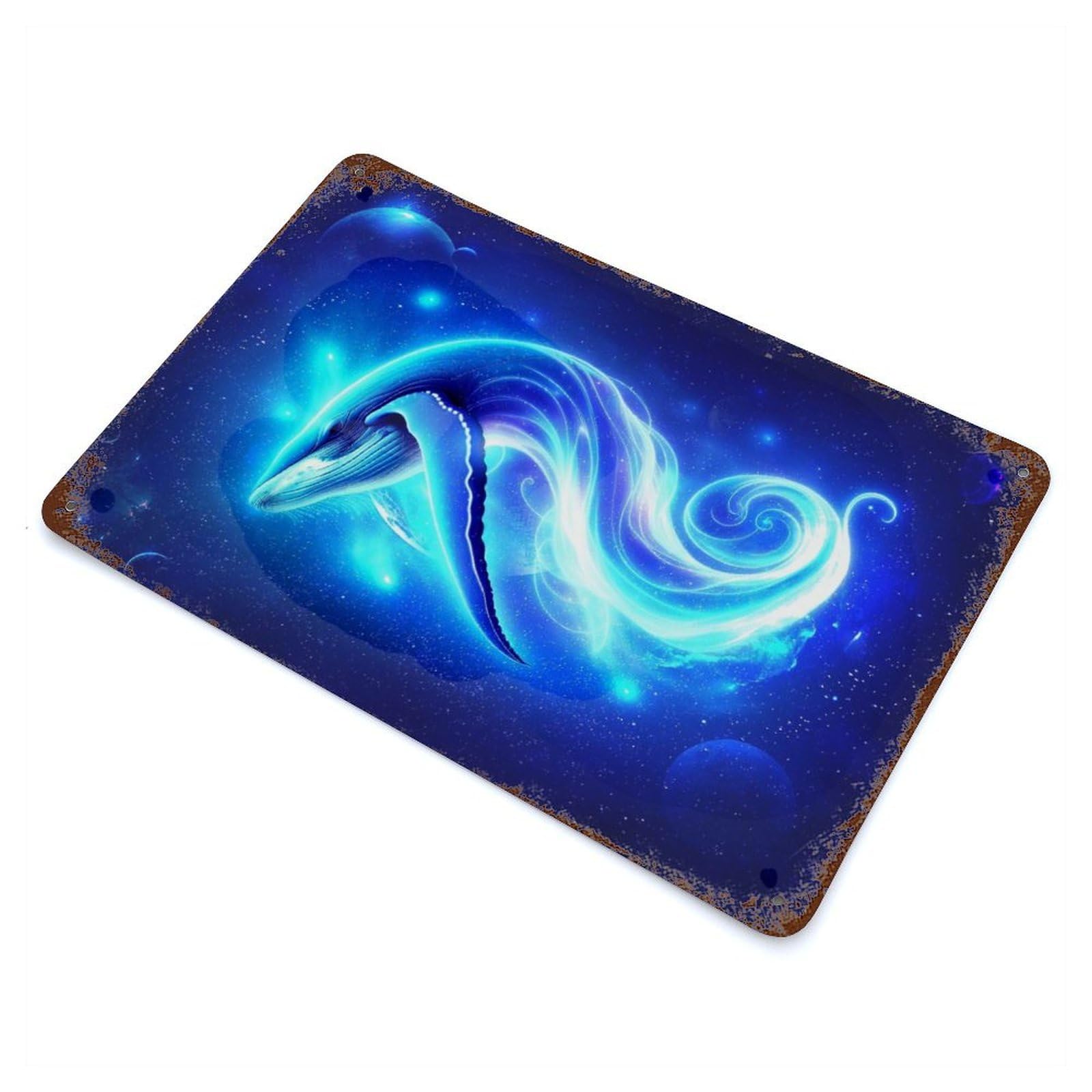 Celestial Leviathan 11.8"x7.9" Rust Effect Tin Sign, Industrial Home Decor for Living Room, Hallway And Home Decor