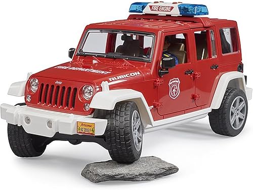 Miniatura 3 de Bruder Jeep Rubicon - Vehículo de rescate de bomberos con sonidos electrónicos de sirena de emergencia y figura de bombero
