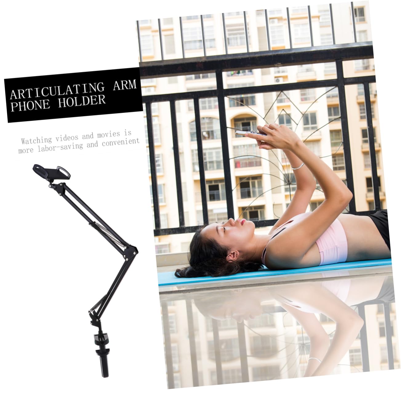 Homoyoyo Supporto per Tablet e Telefono da Tavolo, Braccio Articolato, Angolo Regolabile, Installazione Facile, Clip, Nero