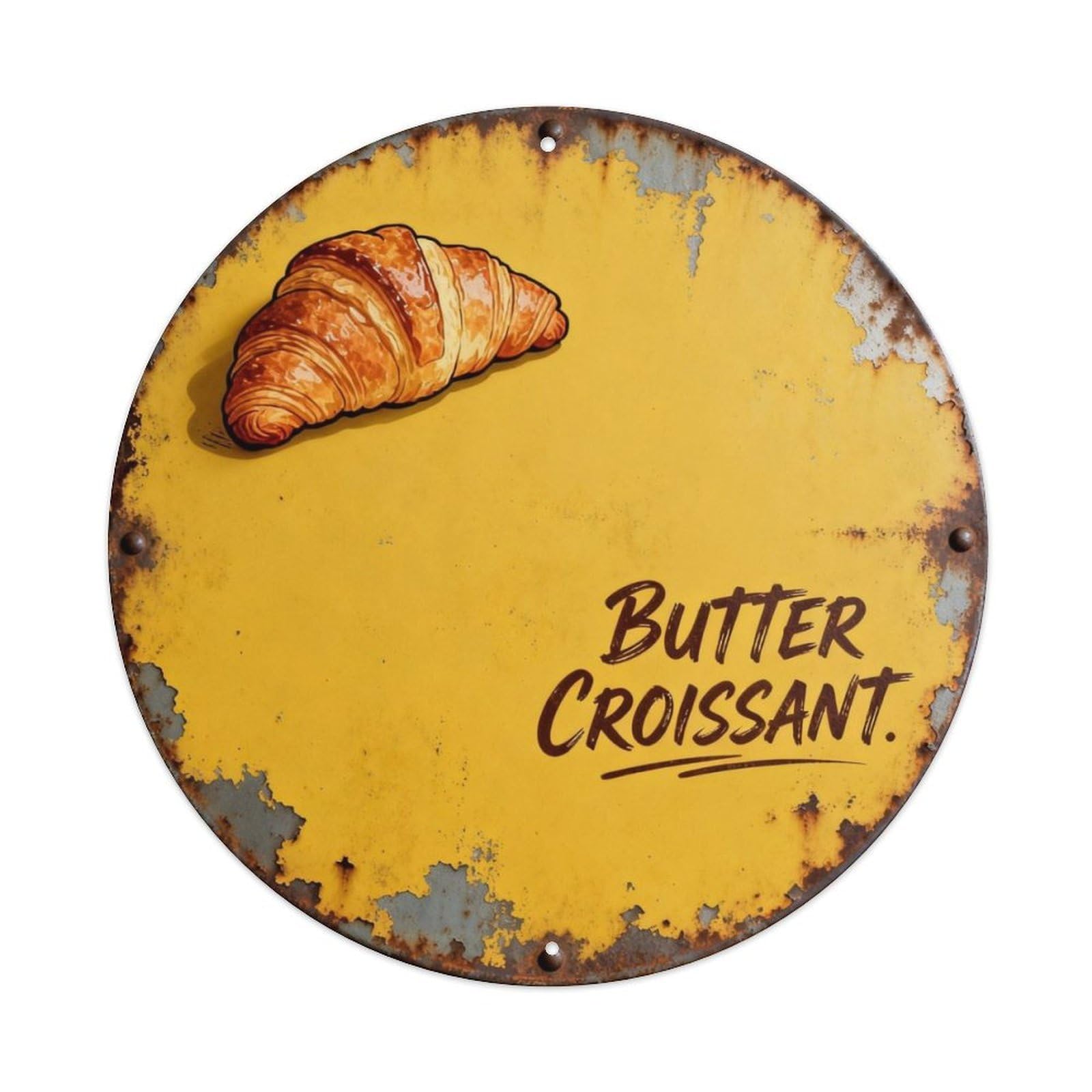 Butter Croissant Metal Tin Sign Plaque