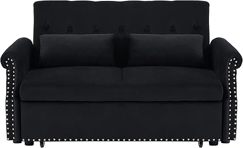 Miniatura 3 de Sofá futón multifuncional 3 en 1, sofá biplaza convertible de 2 plazas con respaldo ajustable, cómodo sofá de sofá de tapicería Sofacama, respaldo