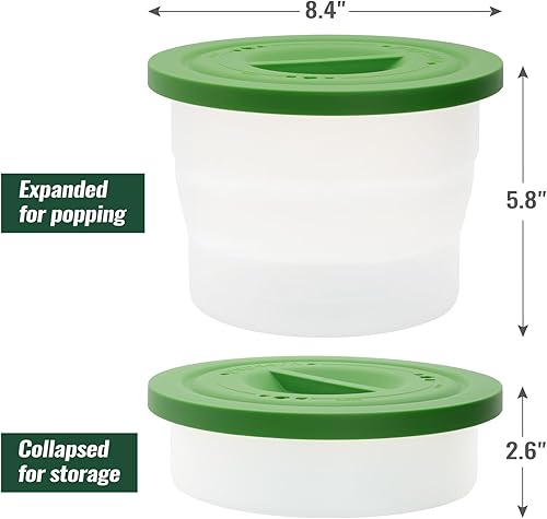 Miniatura 5 de Palomitas de maíz de silicona para microondas, plegable para microondas, tazón de silicona libre de BPA con tapa, recipientes reutilizables para