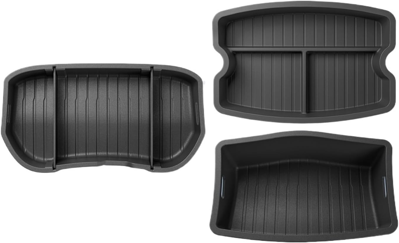 Front Trunk Storage Box Compatible With Tesla Model 3 Highland 2024 2025 Organizer Tray Mat Car Interior Accessories Rear Trunk Storage Case(Front rear 3PCS)