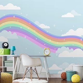 Kleine frische Kinderzimmertapete Nordic minimalistisch Mädchen Schlafzimmer Hintergrund Tapete Babyzimmer Regenbogen Wand...
